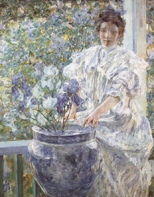Robert Reid Woman with a Vase of Irises oil painting picture